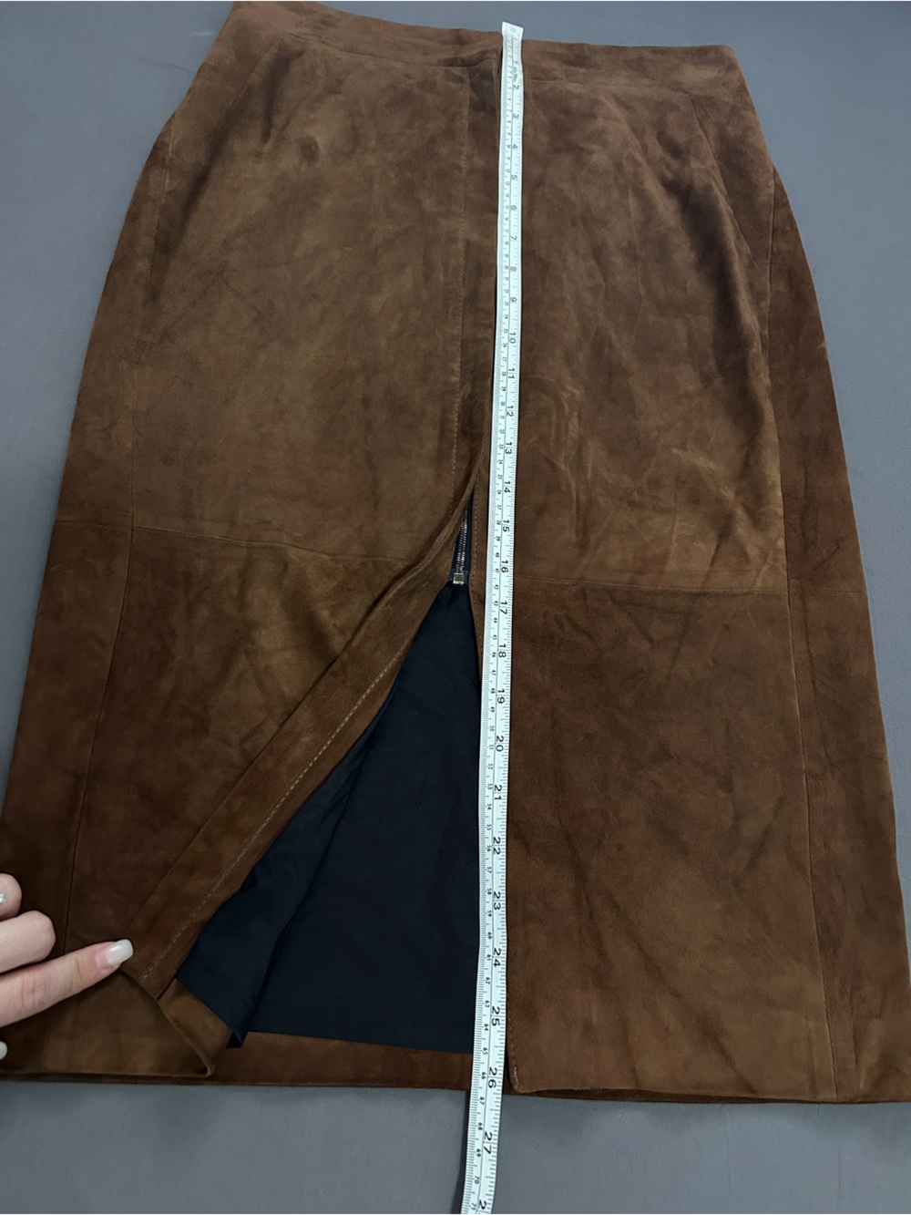 JUDITH & CHARLES 100% Genuine Suede Midi Skirt - Picture 7 of 9